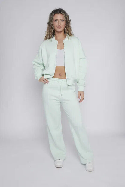 Women Bomber Oversize Baggy 2 Piece Lounge Wear Casual Set Ladies Suit Tracksuit