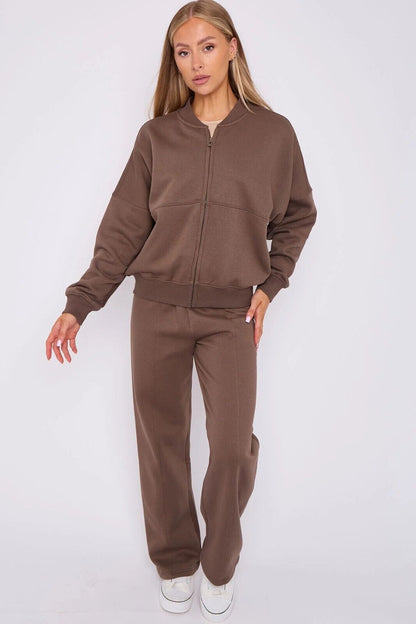 Women Bomber Oversize Baggy 2 Piece Lounge Wear Casual Set Ladies Suit Tracksuit